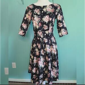 NWT black and pink floral dress | small